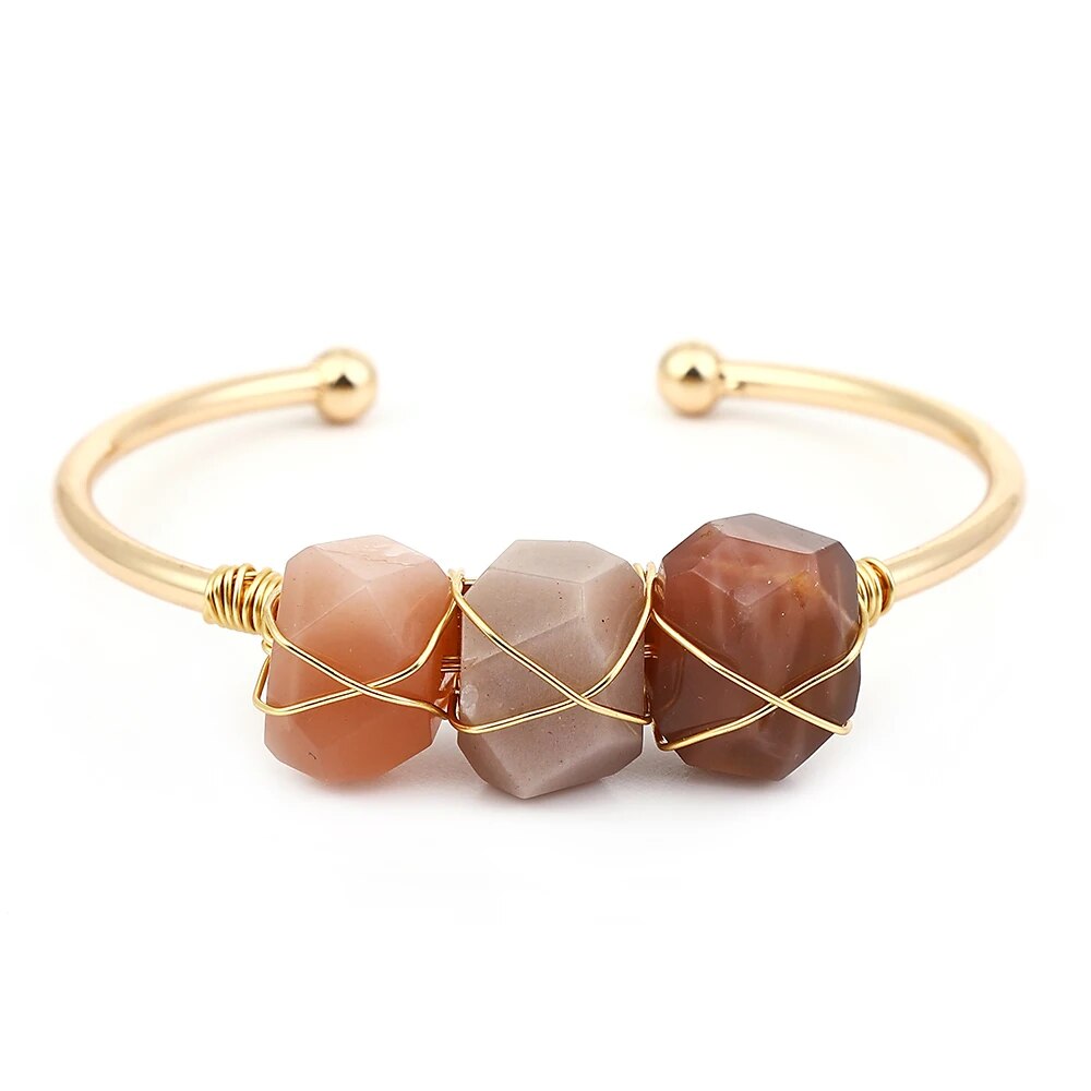 Natural Stone Cuff Bohemian Bracelet-Available In A Variety Of Colors