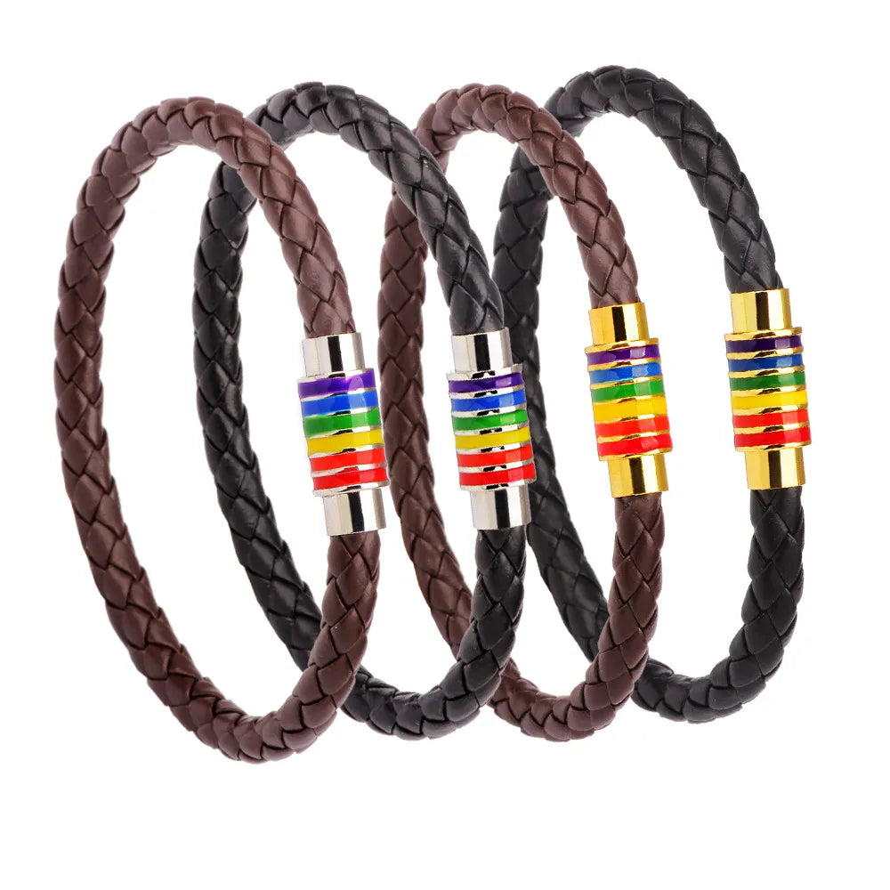 Pride Love Rainbow Leather UnisexBracelets For
