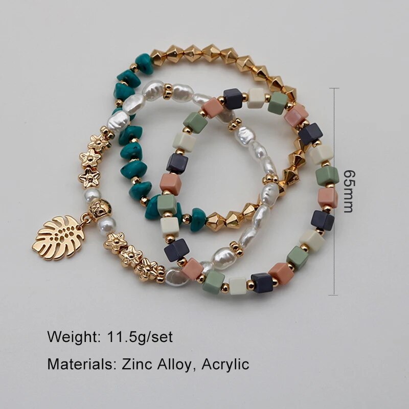 Bohemian Multi-colored Piece Beaded Bracelet Set