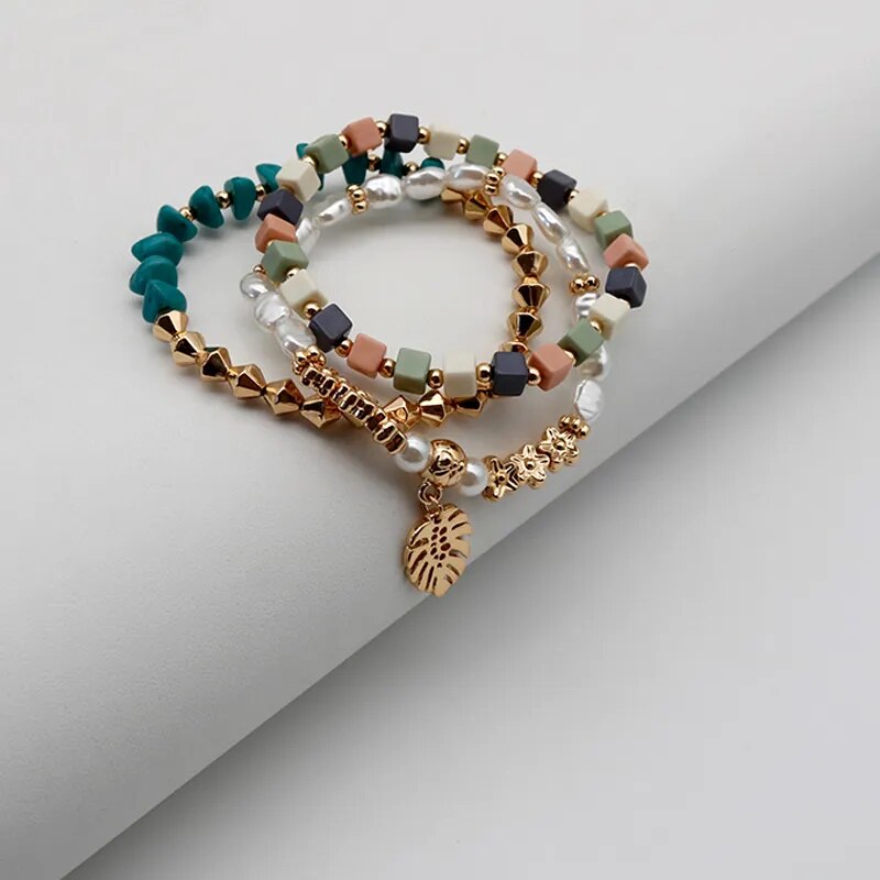 Bohemian Multi-colored Piece Beaded Bracelet Set