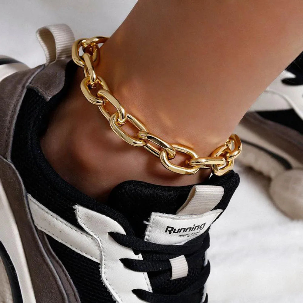 Designer original aluminum alloy thick chain anklet bohemian style 2020 fashion beach foot jewelry ladies party gift