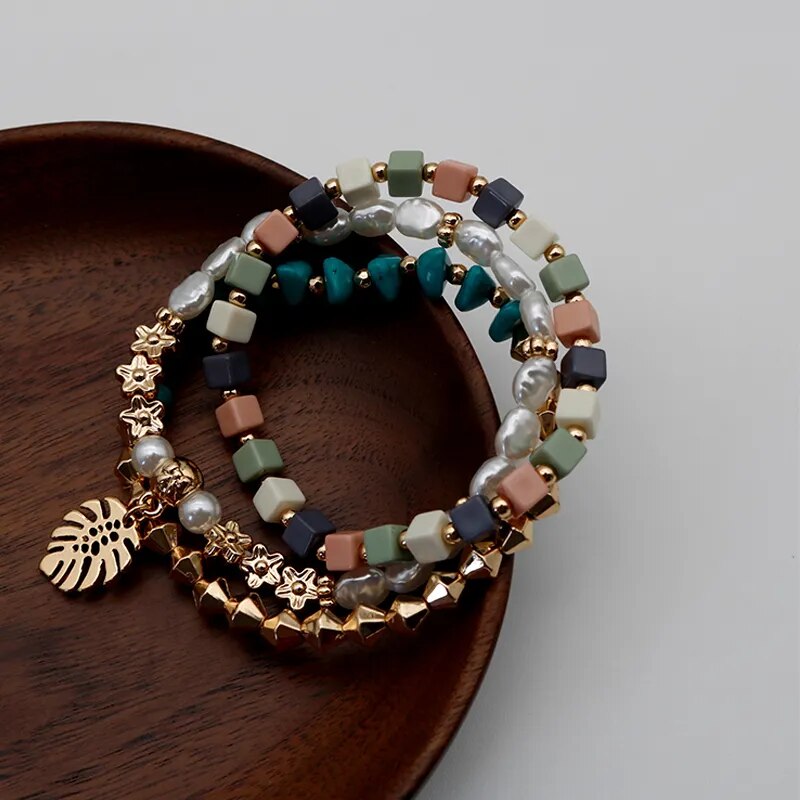 Bohemian Multi-colored Piece Beaded Bracelet Set