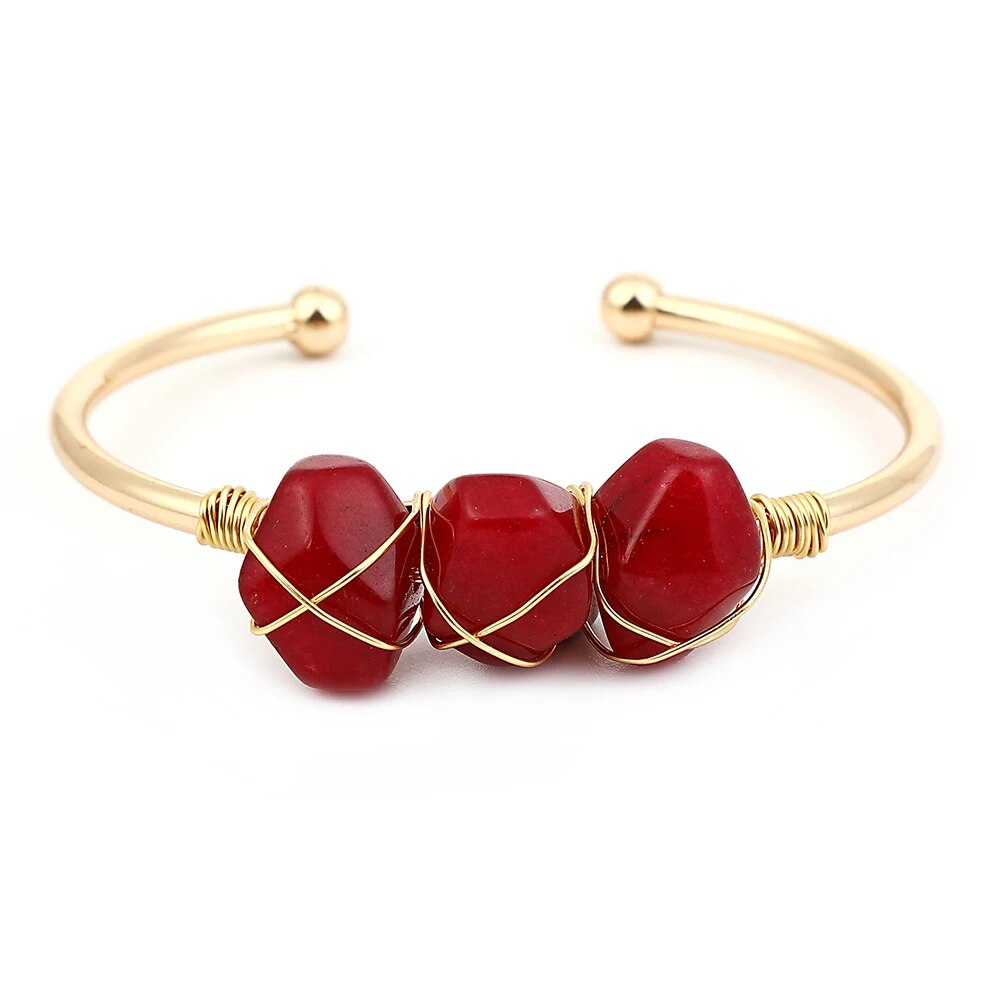 Natural Stone Cuff Bohemian Bracelet-Available In A Variety Of Colors