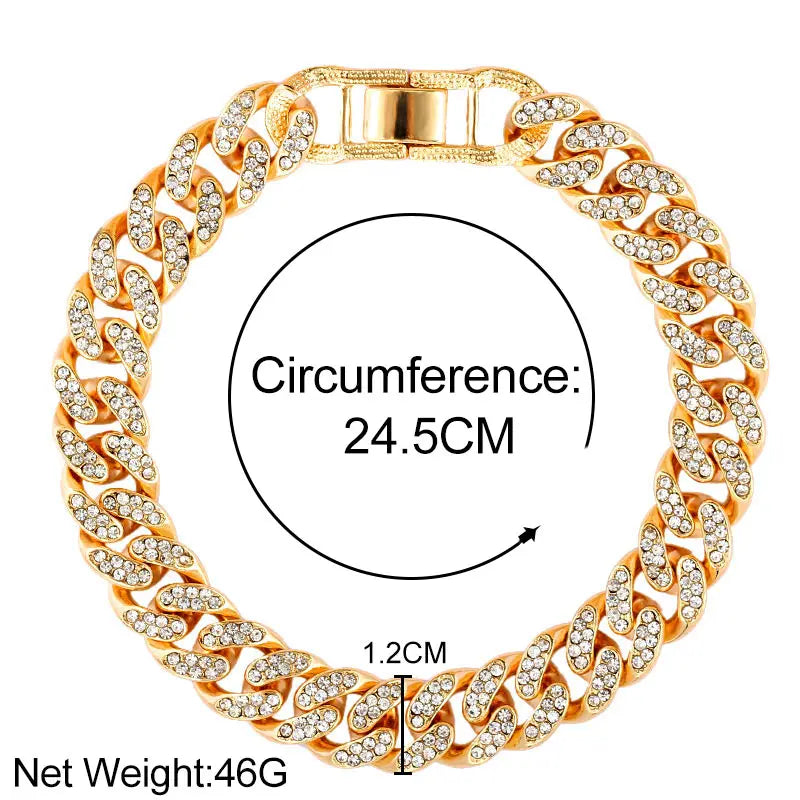 Flatfoosie Fashion Bling Iced Out Rhinestone Anklet for Women Gold Silver Color Cuban Link Anklet Barefoot Sandals Foot Jewelry