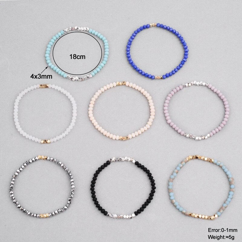 Dainty Women's Bracelets with Shimmery Geometric Faceted Small Beads