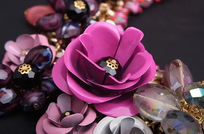 Statement Vibrant Pink Flower Necklace