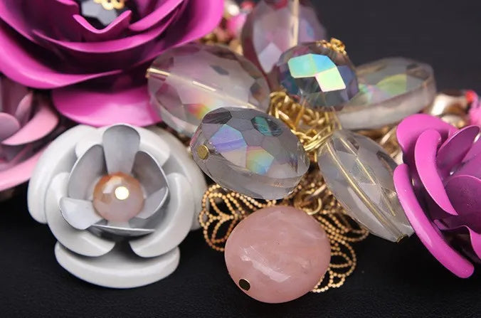 Statement Vibrant Pink Flower Necklace