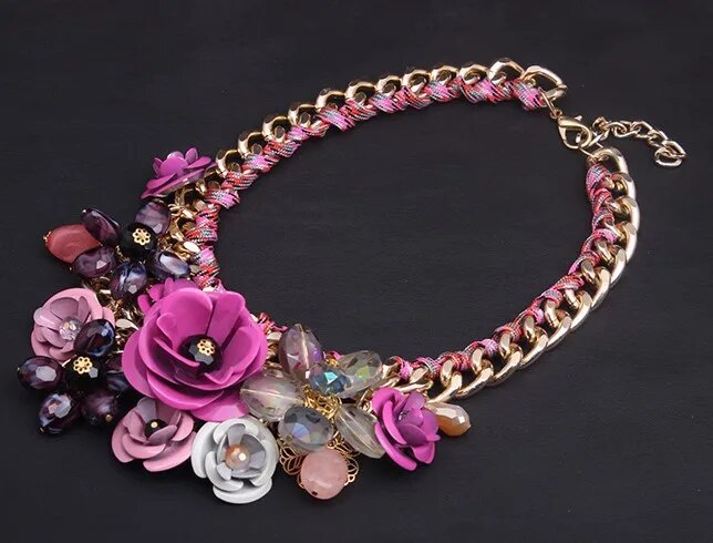 Statement Vibrant Pink Flower Necklace