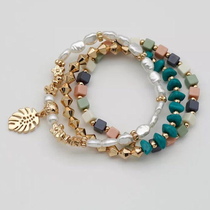 Bohemian Multi-colored Piece Beaded Bracelet Set
