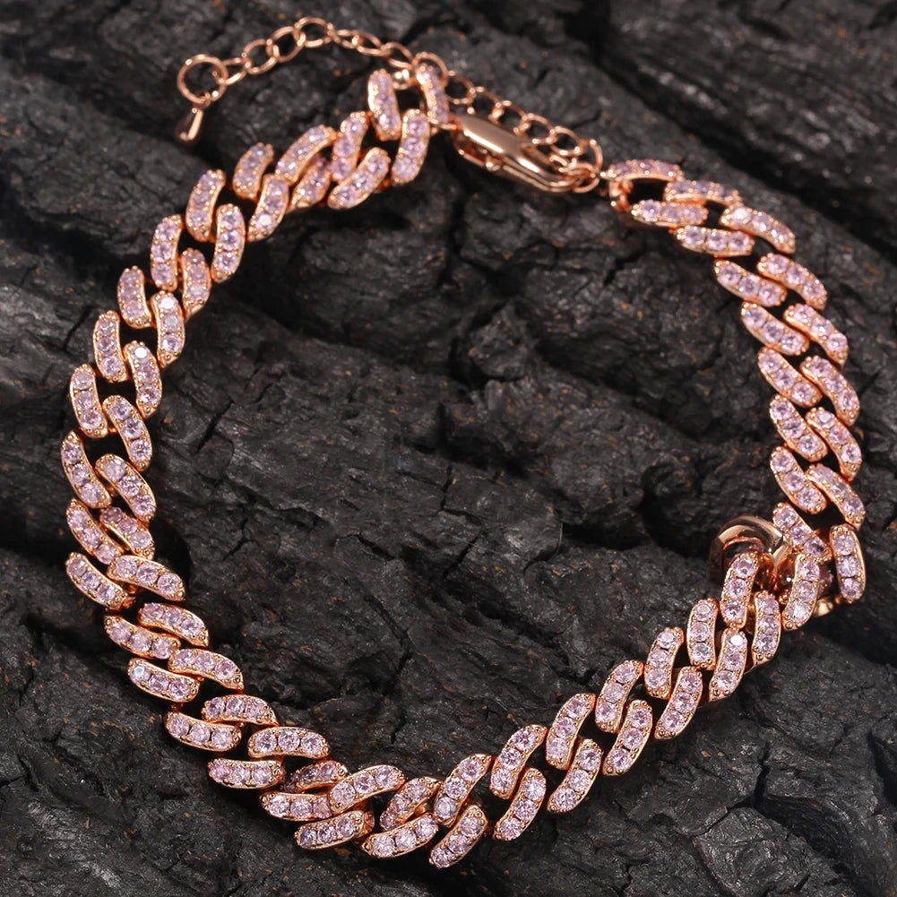 UWIN 9mm Iced Out Cuban Link Anklet Plus 2inch Extension Chain Zircon Hip Hop Fashion Punk Chain Bling Bling Charms Jewelry