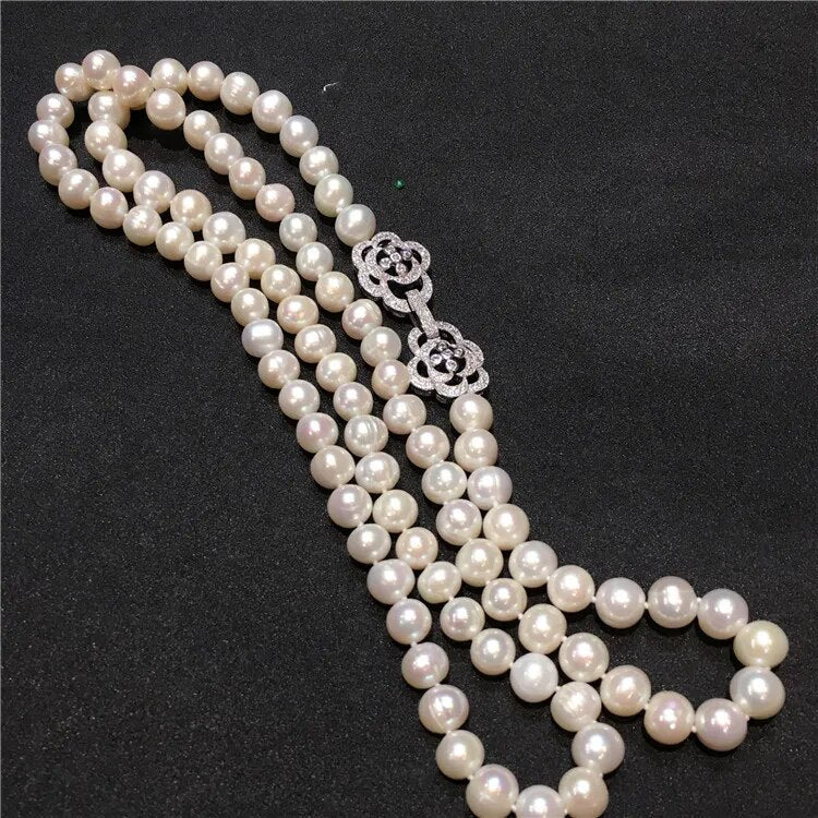 White Natural Freshwater Long pearl Necklace For Women