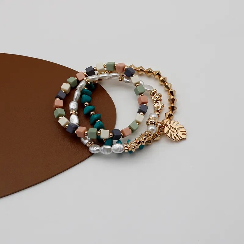 Bohemian Multi-colored Piece Beaded Bracelet Set