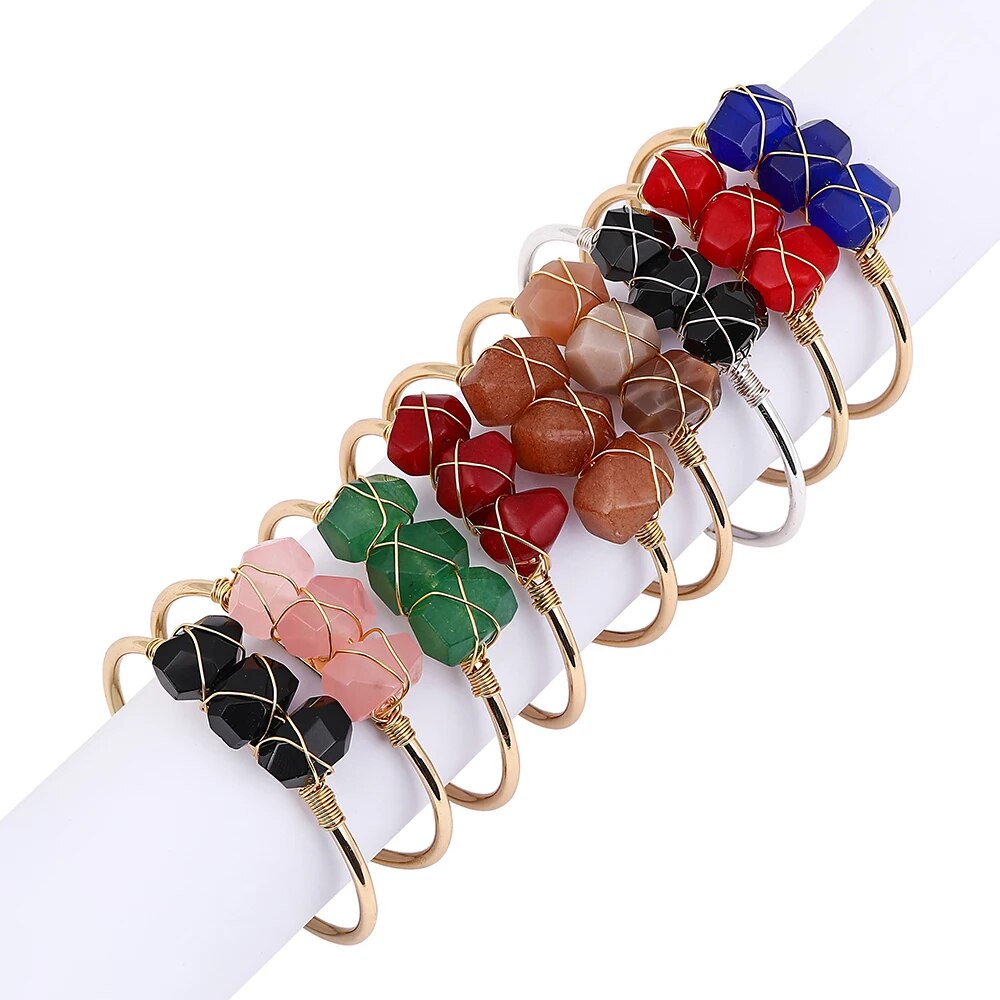 Natural Stone Cuff Bohemian Bracelet-Available In A Variety Of Colors