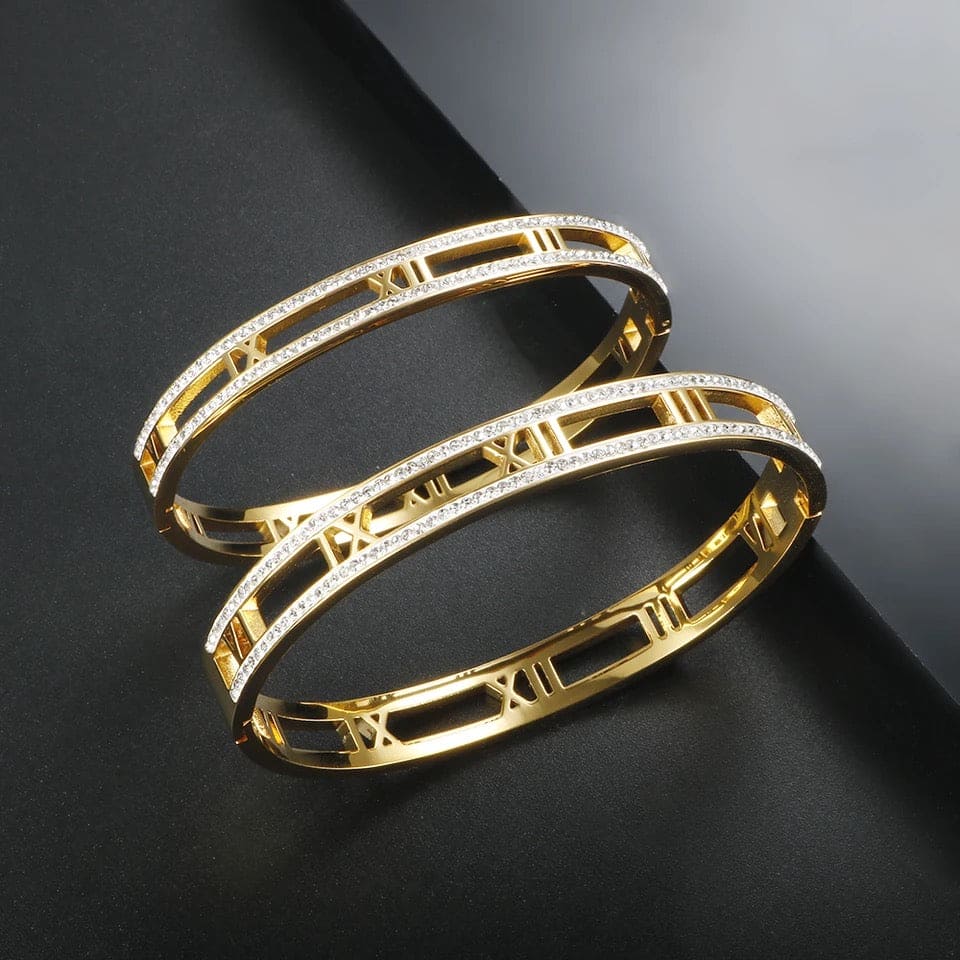 Luxury Crystals Hollow Roman Numeral-Available In Gold and Silver