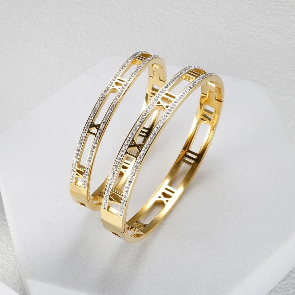 Luxury Crystals Hollow Roman Numeral-Available In Gold and Silver
