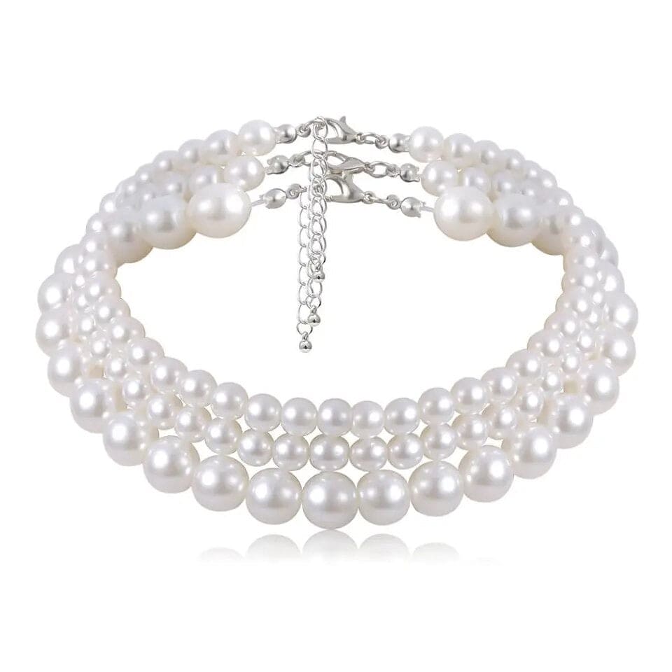 Multi Layered Pearl Necklace Clavicle Necklace