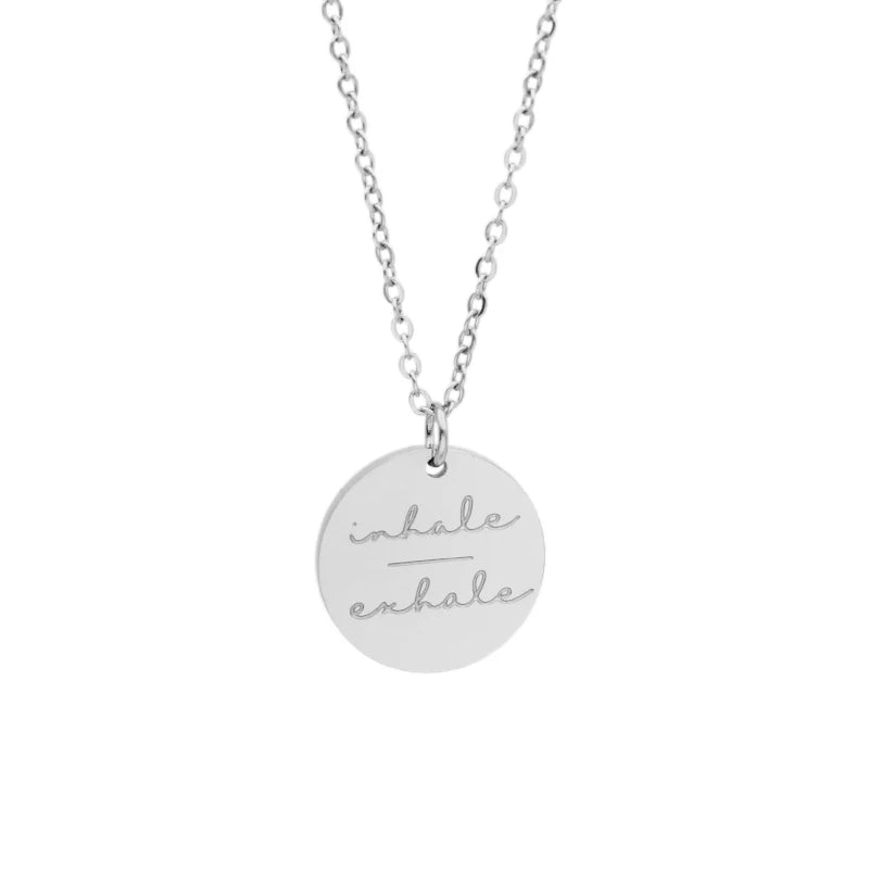 Simple Disc Pendant Necklace Stainless Steel Gold Plated Faith Over Fear Necklace Mind Over Matter Inspirational Jewelry Gift