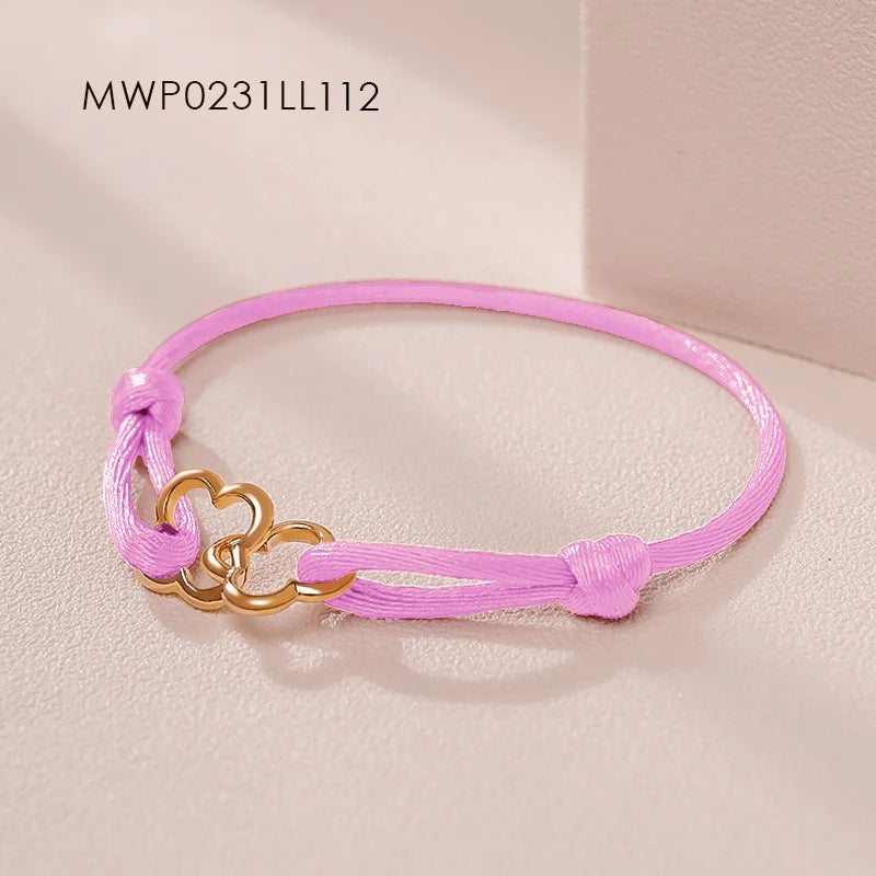 MOONLIGHT Adjustable Double Four Leaf Clover Charm Bracelet For Women Classic Silk Rope Bracelet Fashion Jewelry Party Gifts