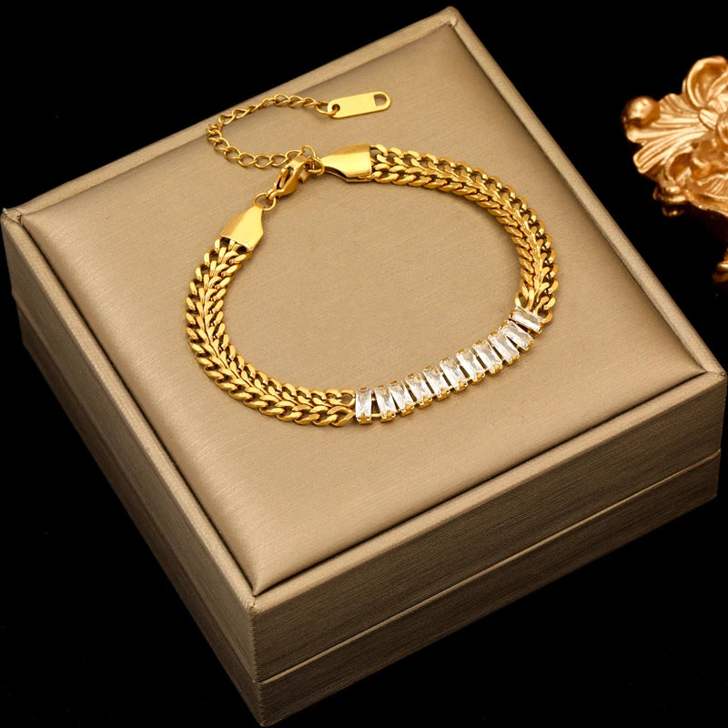 EILIECK 316L Stainless Steel Gold Color Geometric Bracelet For Women Girl Fashion New Holiday Gift Wrist Chain Jewelry Pulsera