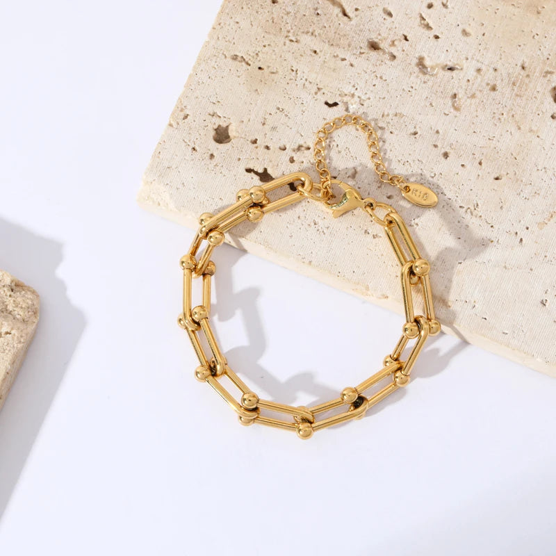 EILIECK 316L Stainless Steel Gold Color Geometric Bracelet For Women Girl Fashion New Holiday Gift Wrist Chain Jewelry Pulsera