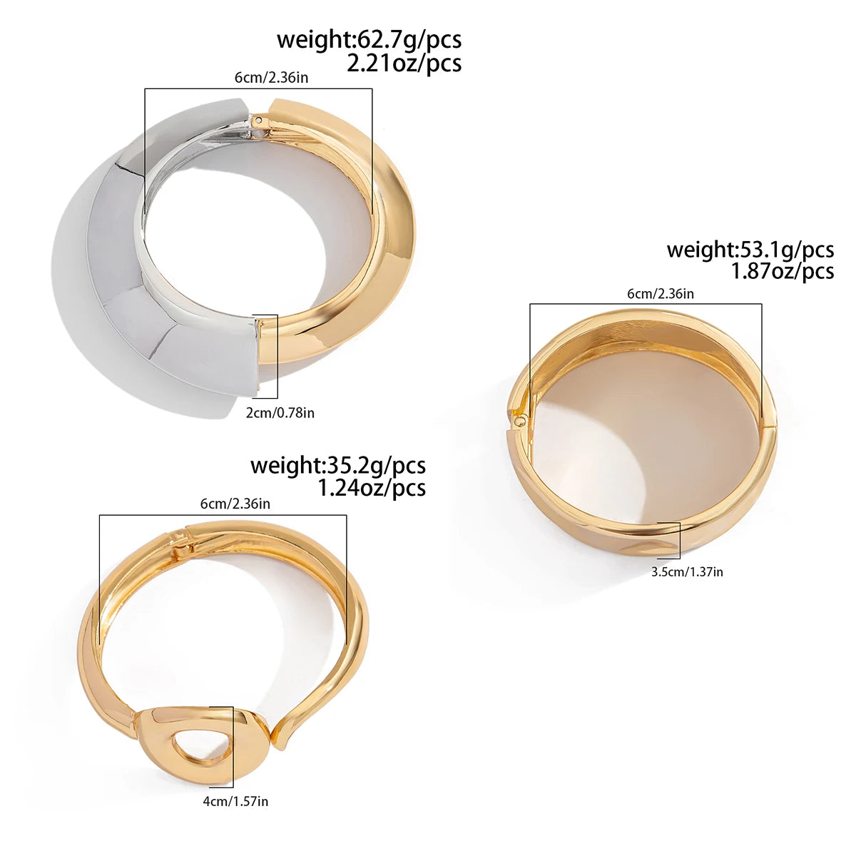 Ingemark Exaggerated Punk Irregular Wide Cuff Bangle for Women Vintage Gold Color Chunky Metal Bracelets Men Hand Jewelry Gift