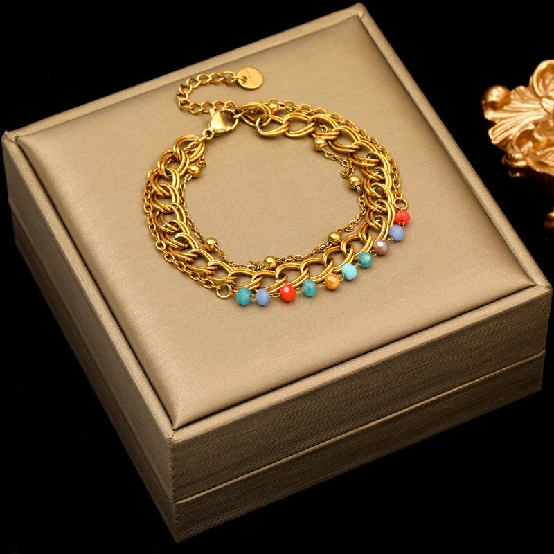 EILIECK 316L Stainless Steel Gold Color Geometric Bracelet For Women Girl Fashion New Holiday Gift Wrist Chain Jewelry Pulsera