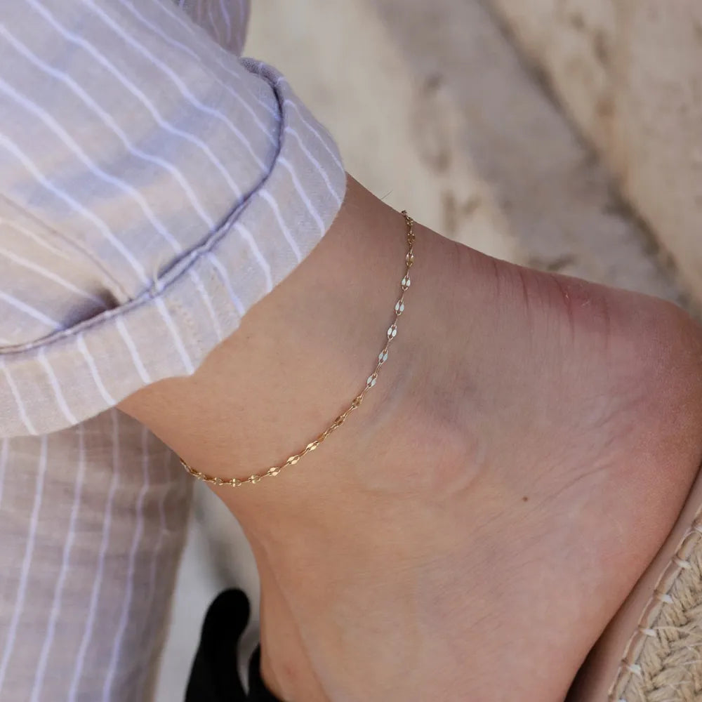 Orazio Stainless Steel Anklet Bracelet for Women Classic Fashion Minimalist Fish Chain Anklets Summer Beach Foot Jewelry Gift