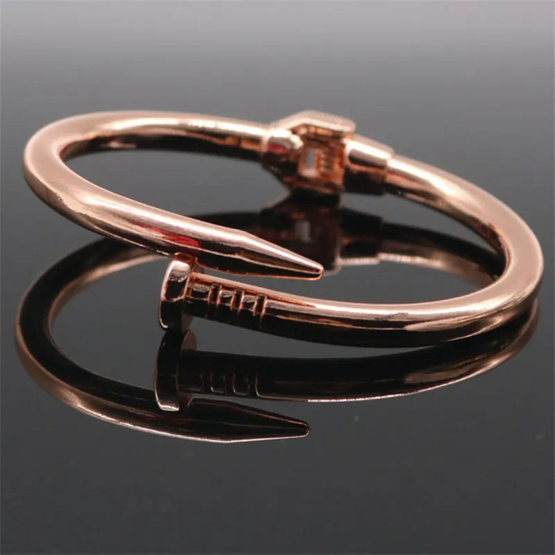 4 Color Classic Brand Nail Open Bracelets Female Temperament Simple Trendy Bracelet Stainles Steel Screw Bracelet For Women Gift