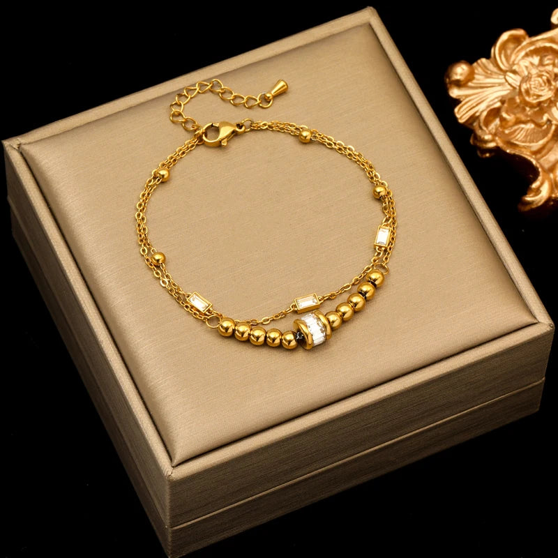 EILIECK 316L Stainless Steel Gold Color Geometric Bracelet For Women Girl Fashion New Holiday Gift Wrist Chain Jewelry Pulsera