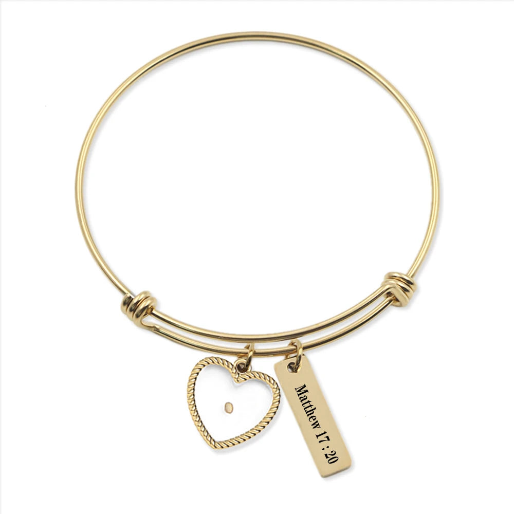 VILLWICE Pulseras Mujer Faith Mustard Seed Bangle Bracelets Stainless Steel Gold Plated Christian Jewelry Inspirational Gift
