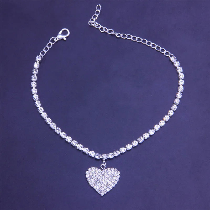 Rhinestone Chain Women's Anklets Silver Color/Gold Color Luxury Bracelet on Leg Accessories Wedding Party Fashion Jewelry