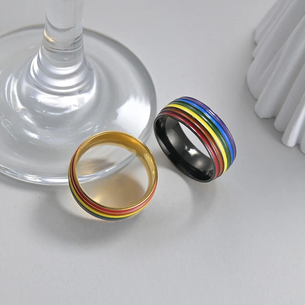 Rainbow Pride Love Unisex Stainless Steel Ring