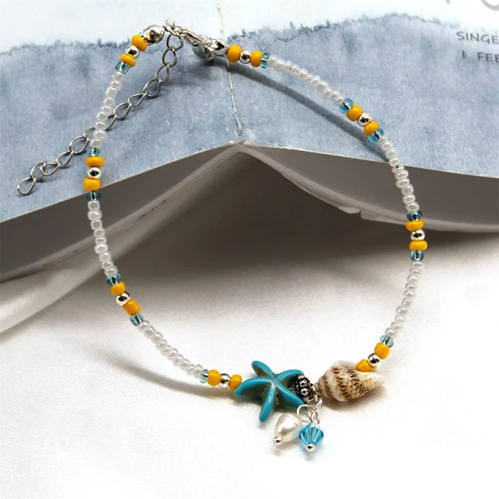 Boho Starfish Beaded Anklet