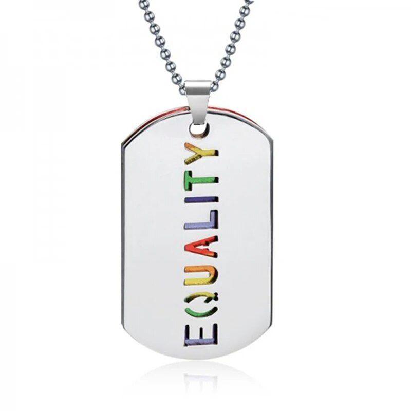 Stainless Love Enamel Necklaces Rainbow Flag Double Pendant Necklace