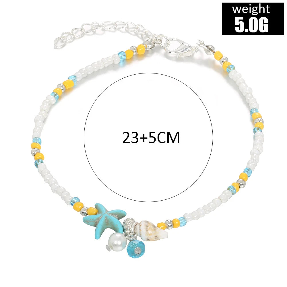 Boho Starfish Beaded Anklet
