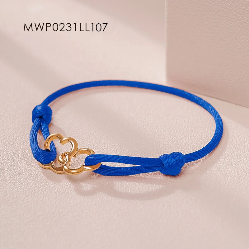 MOONLIGHT Adjustable Double Four Leaf Clover Charm Bracelet For Women Classic Silk Rope Bracelet Fashion Jewelry Party Gifts