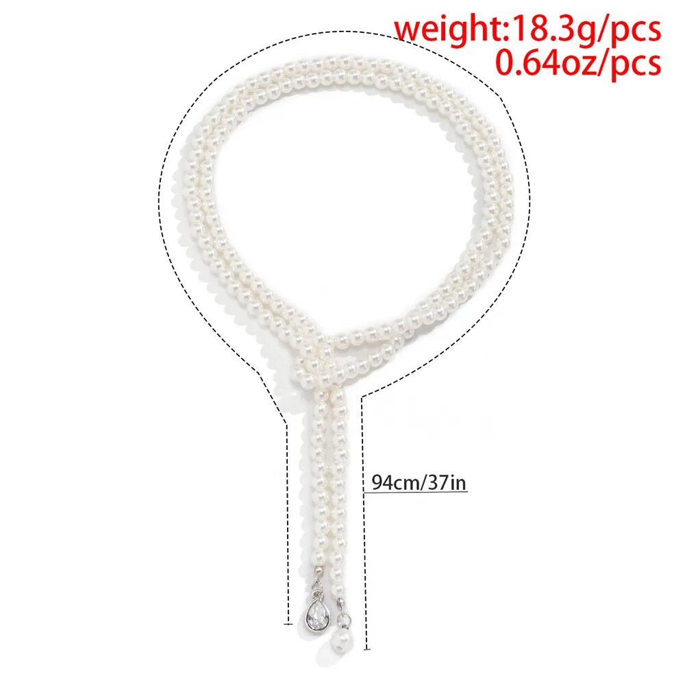 Pearl Choker Necklace with Dangling Crystal Pendant