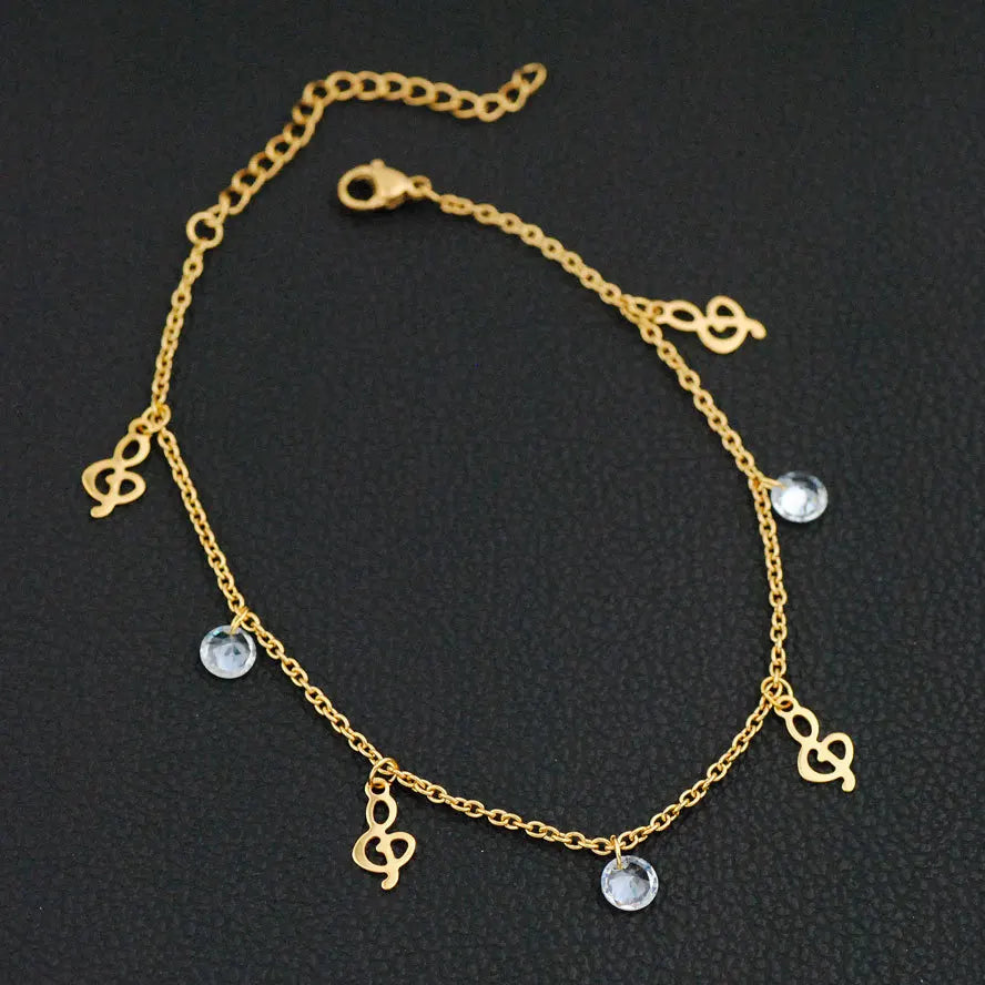 Gold Color Stainless Steel Bracelet on the Leg Moon Star Flower Charm Anklets Woman Foot Ankle Chains Girls Beach Accessories