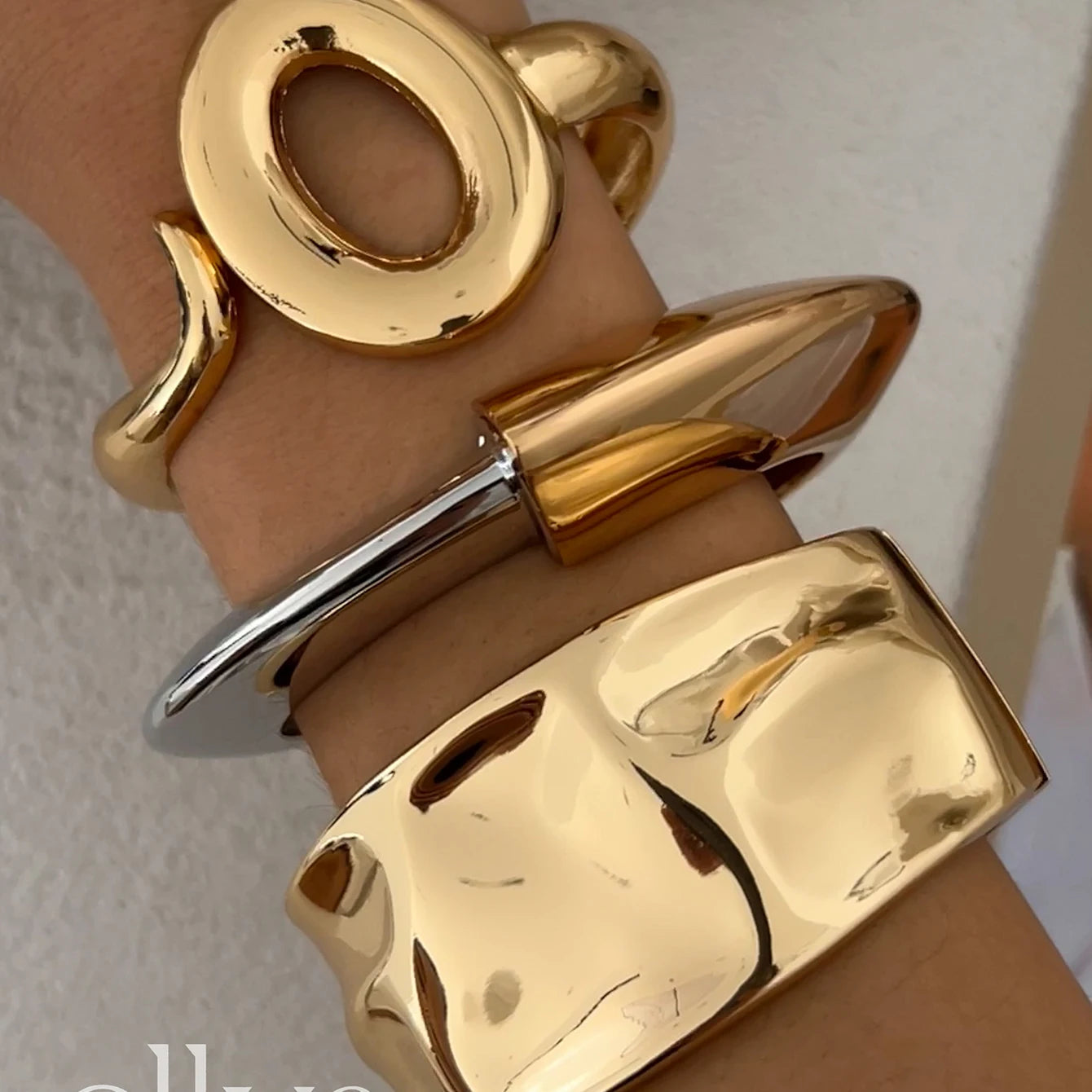 Ingemark Exaggerated Punk Irregular Wide Cuff Bangle for Women Vintage Gold Color Chunky Metal Bracelets Men Hand Jewelry Gift