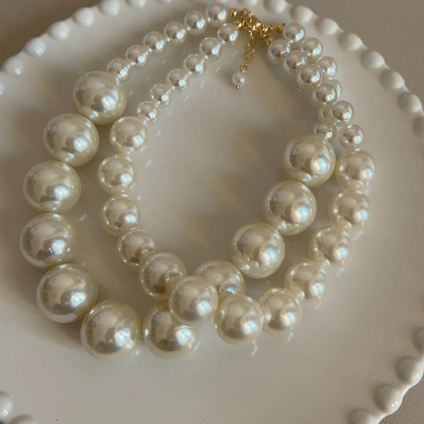 Vintage Double Layer Pearl Choker Necklace