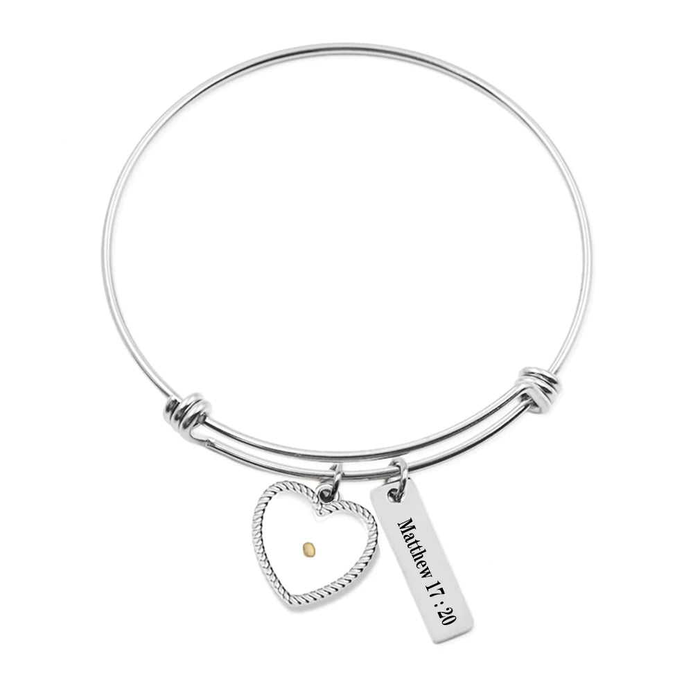 VILLWICE Pulseras Mujer Faith Mustard Seed Bangle Bracelets Stainless Steel Gold Plated Christian Jewelry Inspirational Gift