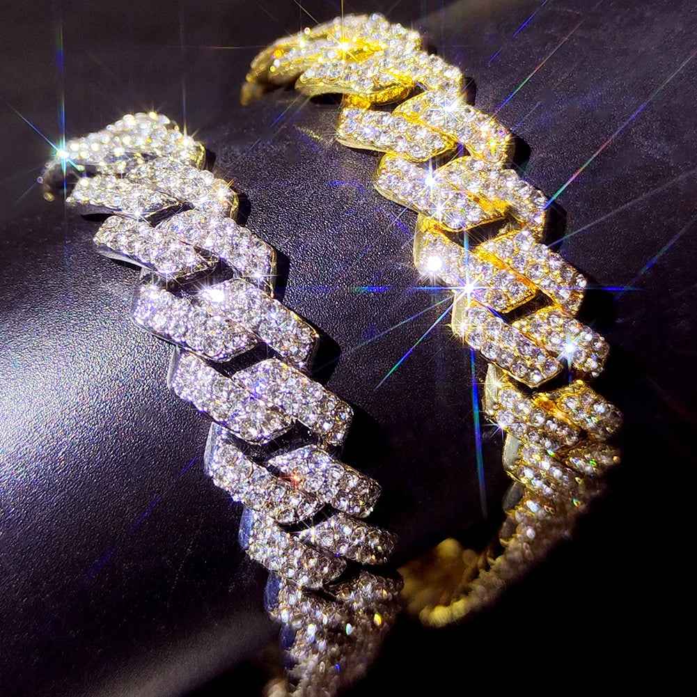Fashion Luxury Iced Out Prong Cuban Link Chain Anklet For Women Men Bling Full Rhinestone Anklets Bracelet Hip Hop Foot Jewelry