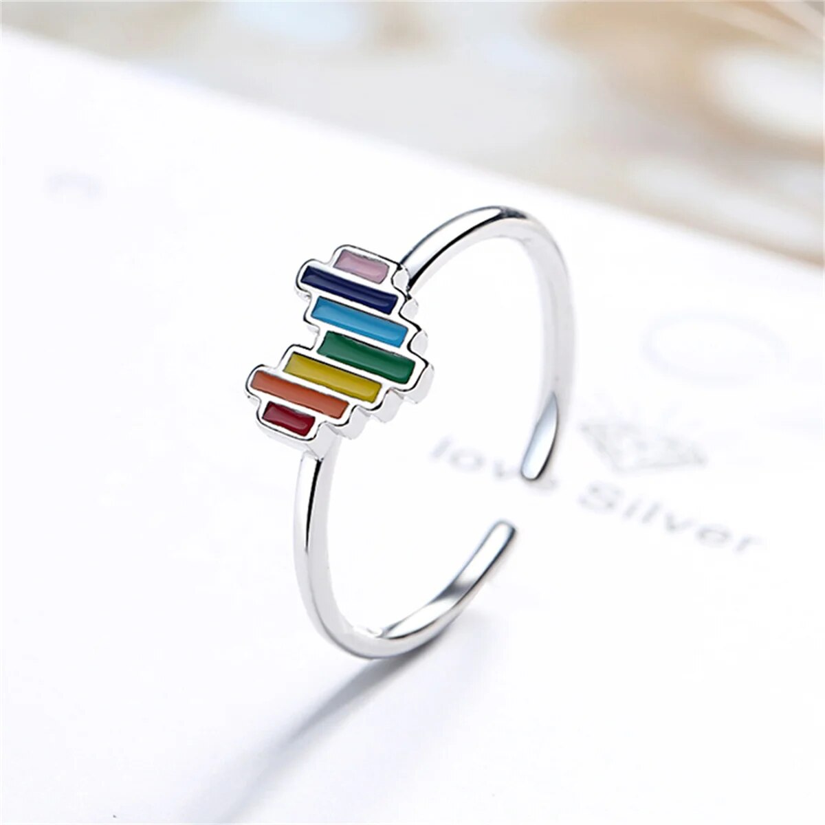 Boho Rainbow Pride Love Heart Open Rings For Women