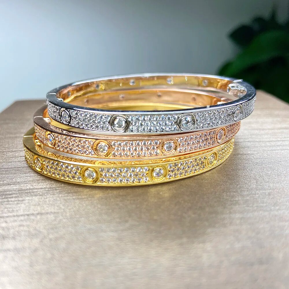 Fashion Designer Titanium Steel Bracelet For Women 18k Gold Plating Inlaid Zircon Bracelet Female pulseras mujer