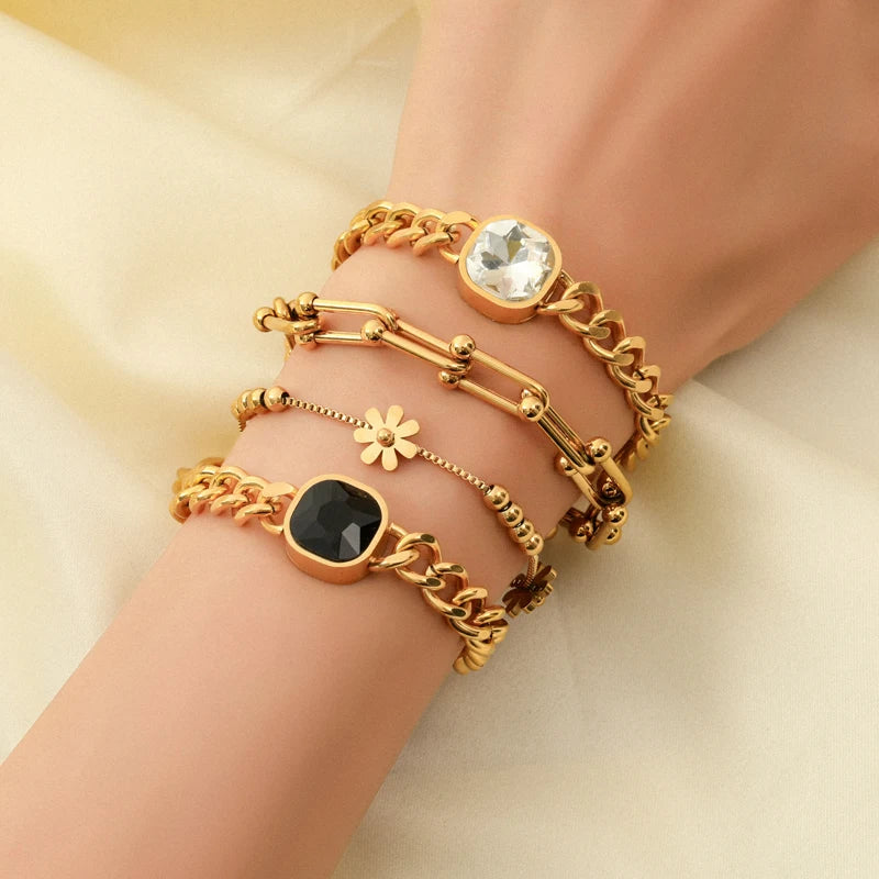 EILIECK 316L Stainless Steel Gold Color Geometric Bracelet For Women Girl Fashion New Holiday Gift Wrist Chain Jewelry Pulsera