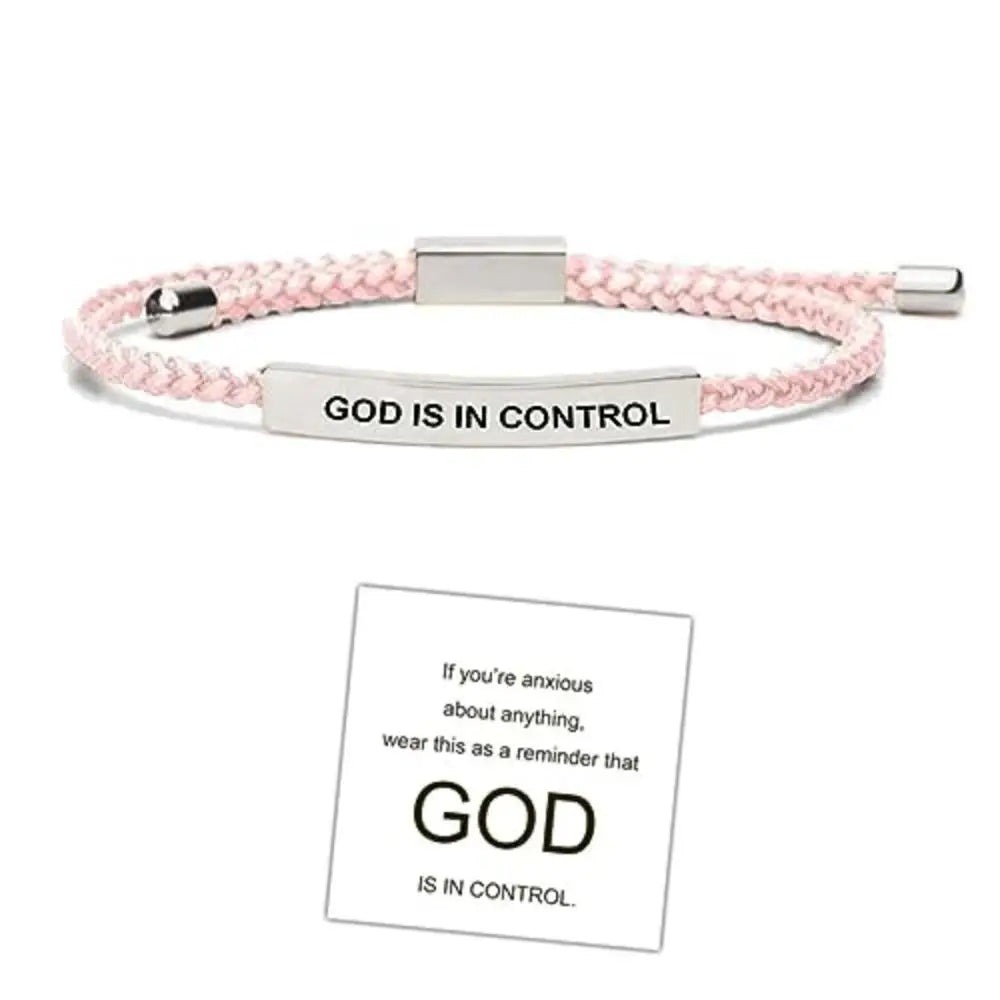 GOD IS IN CONTROL Tube Bracelet for Women Men Inspirational Bracelet Adjustable Braided Bracelet Couple Bracelet Jewelry Gift