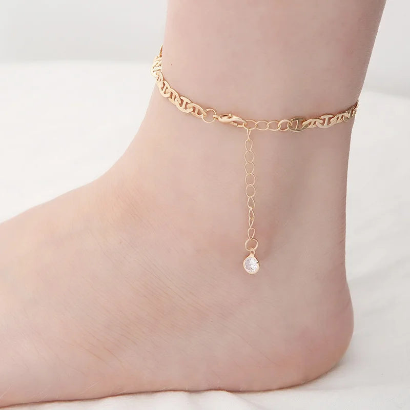 Delicate Heart Initials Anklets For Women Ankle Bracelet Gold Plated Zircon Letter Beach Accessories Boho Jewelry Gifts