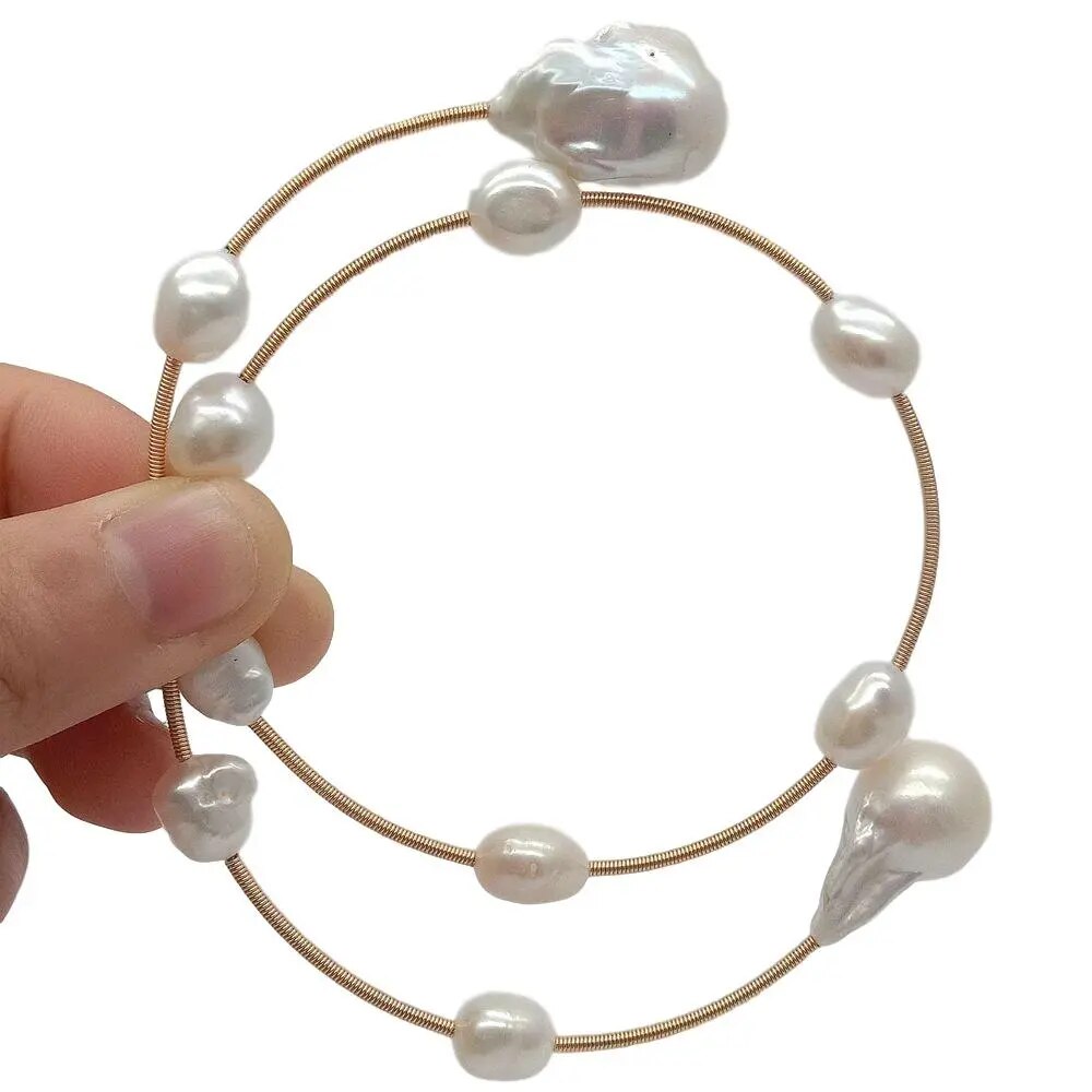 Natural Freshwater White Baroque Pearl Adjustable Women's Bracelet
