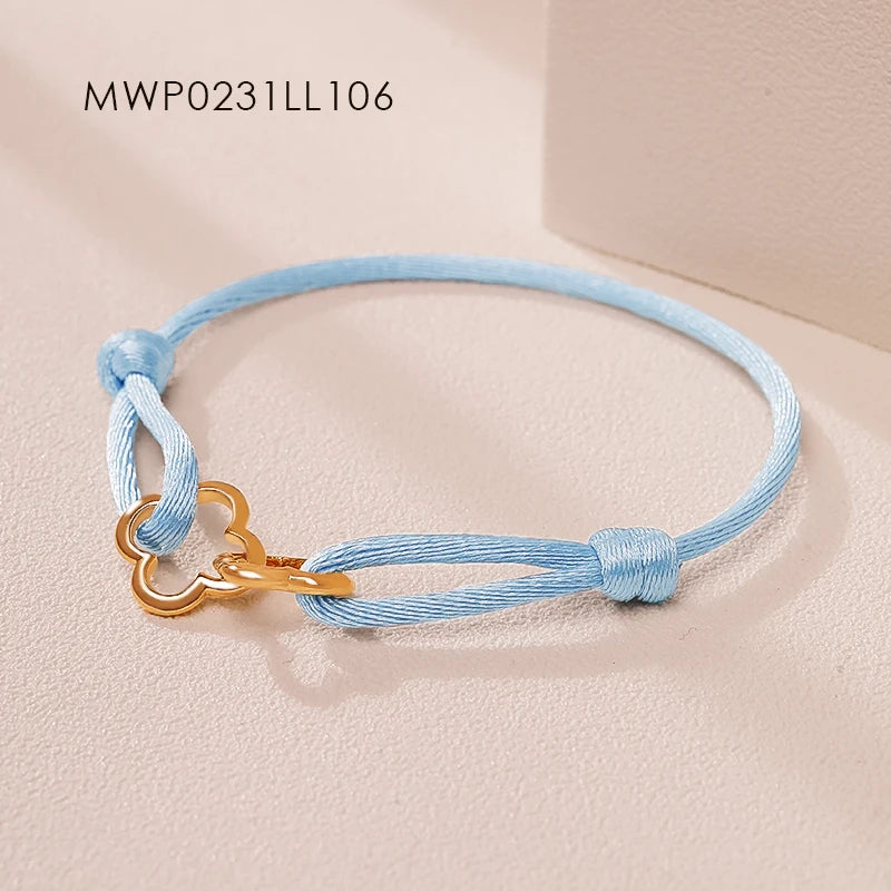 MOONLIGHT Adjustable Double Four Leaf Clover Charm Bracelet For Women Classic Silk Rope Bracelet Fashion Jewelry Party Gifts