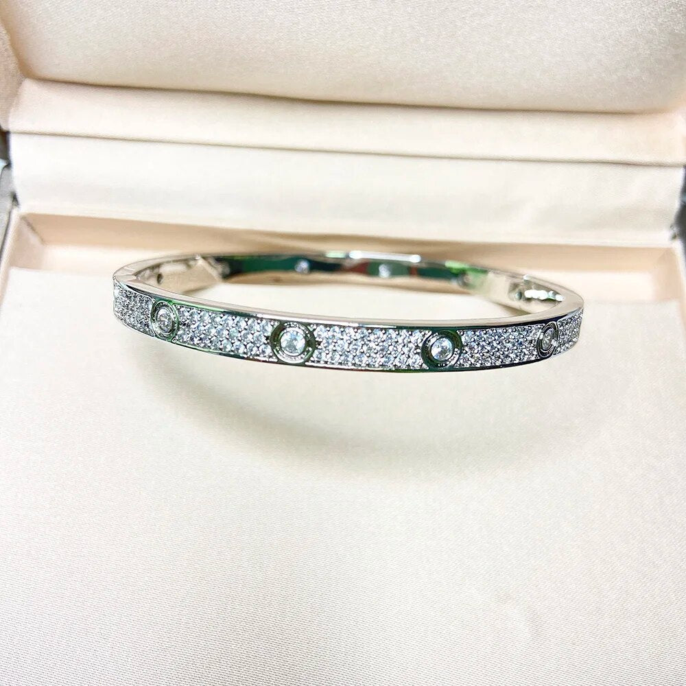 Fashion Designer Titanium Steel Bracelet For Women 18k Gold Plating Inlaid Zircon Bracelet Female pulseras mujer